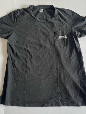PINK Black Logo Crewneck Tee-Kinder to the Planet size Large